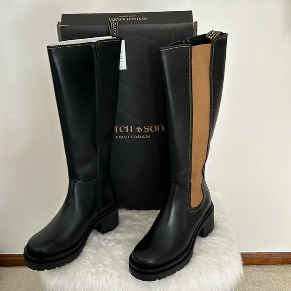 NWT, SCOTCH And SODA BLK TALL BOOT SZ 40 - Picture 2 of 14